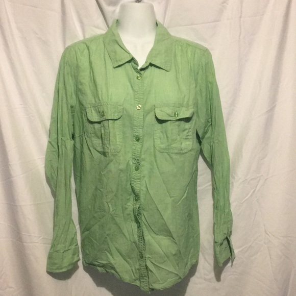 Faded Glory Tops Mint Green Button Down Long Sleeve Shirt Poshmark